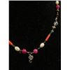 Image 2 : Multi Genuine Stone Necklace, Pearl, Ruby, Tigereye, Coral, Crystal ect