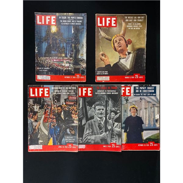 Lot Of 5 Vintage 1950's Life Magazines