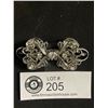 Image 2 : Lovely Vintage Detailed Scroll Design Brooch w/Black & Clear Stones