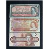 Image 1 : 3 Vintage 2 Dollar Canadian Bills - 1954, 1974, 1986