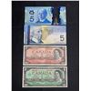 Image 1 : Variety of Canadian Bills, Very Good Condition - $1 (1967), $2 (1954), $5 (2009), $5 (2013)