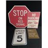 Image 1 : 4 Single-Sided Cardboard Traffic Signs. Stop Sign Movie Prop