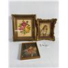 Image 1 : Lot Of Vintage Pictures,(1 Is Needlepoint) In Ornate Frames