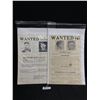 Image 1 : 2 Vintage Wanted FBI Posters, On Board In Wrap