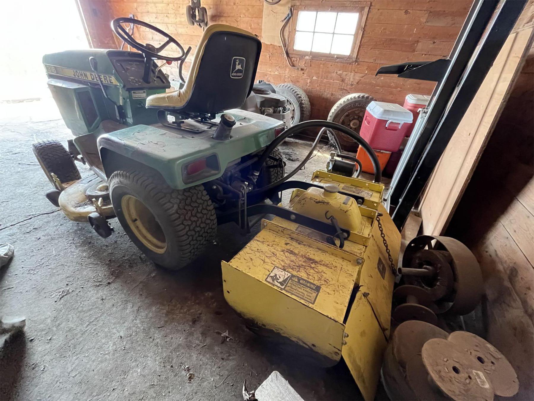 John Deere 316 Mower with Rototiller, Hookups for snow blower