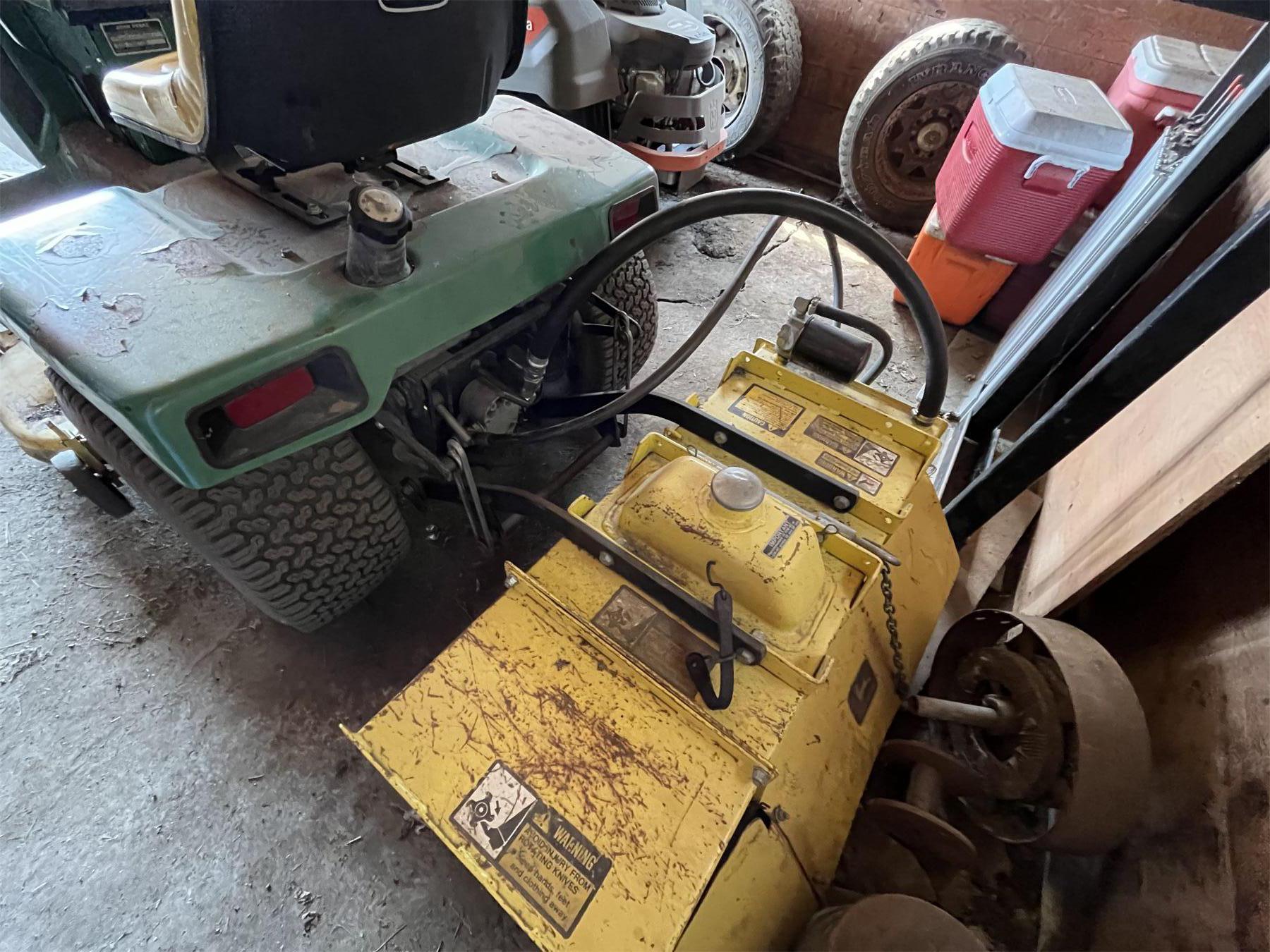 John Deere 316 Mower with Rototiller, Hookups for snow blower