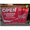Image 1 : Original The Fireplace Restaurant - Coca Cola "Open For Curdbside Pickup" Banner