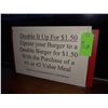 Image 1 : The Fireplace Restaurant - "Double It Up" Burger Sign
