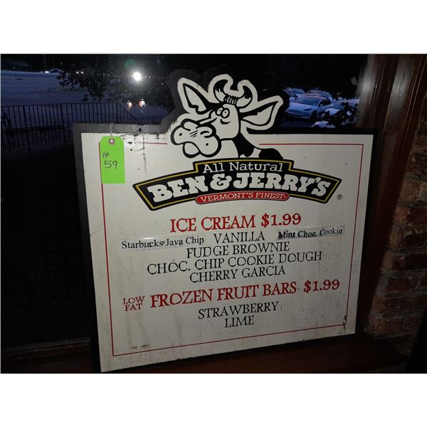 The Fireplace Restaurant - Ben & Jerry's Ice Cream Cow Diecut Sign