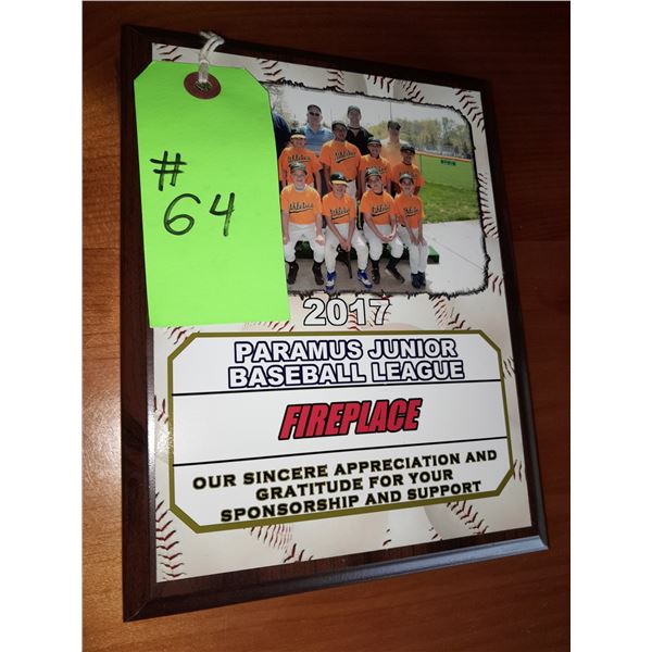 The Fireplace Restaurant - Paramus Baseball Team Plaque (2017)
