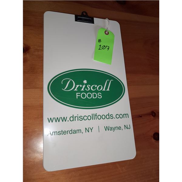 The Fireplace Restaurant - Driscoll Foods Promotional Clipboard