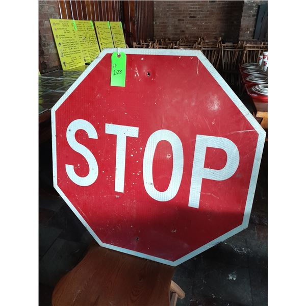 The Fireplace Restaurant - Metal Stop Street Sign