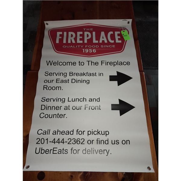 The Fireplace Restaurant - Large "Welcome To the Fireplace" Directional Banner Sign