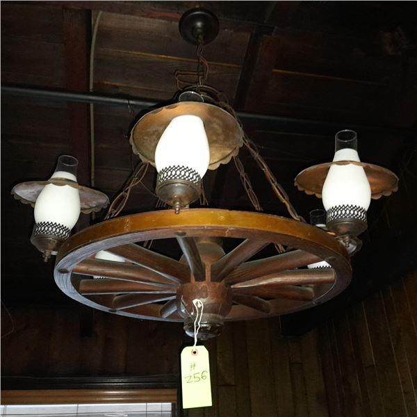 Original The Fireplace Restaurant - Large Wagon Wheel Chandelier