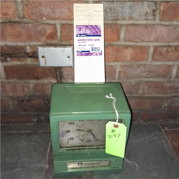 Original The Fireplace Restaurant - Vintage Acroprint Time Punch Card Machine