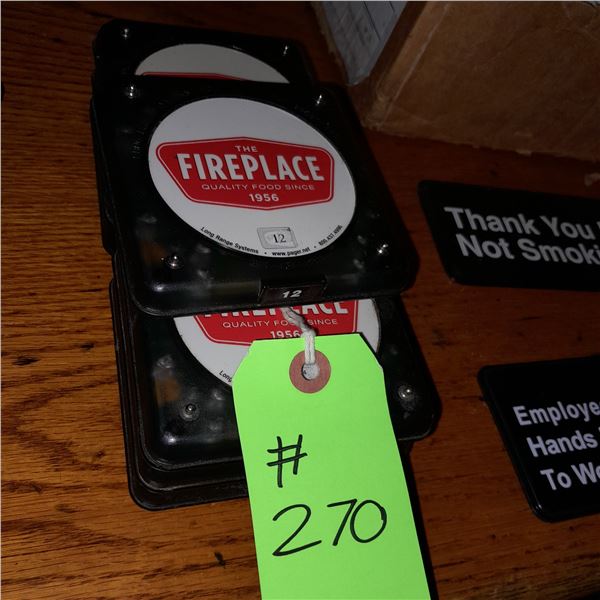 The Fireplace Restaurant - Table Buzzer Set With Personalized Logo. Untested
