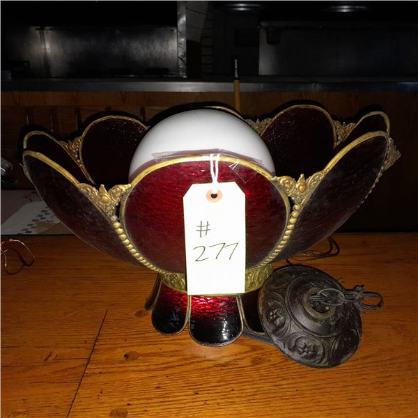 Original The Fireplace Restaurant - Red Hanging Chandelier From The Front Order Countertop