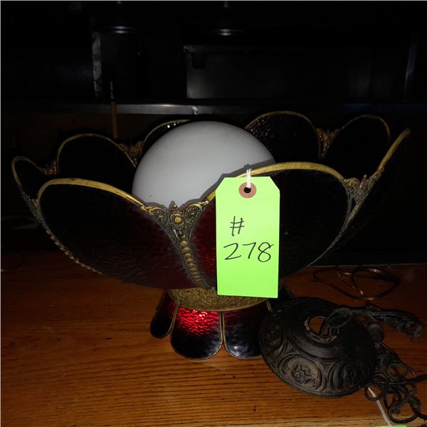 Original The Fireplace Restaurant - Red Hanging Chandelier From The Front Order Countertop