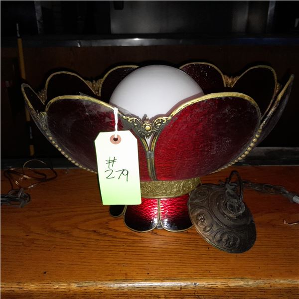 Original The Fireplace Restaurant - Red Hanging Chandelier From The Front Order Countertop