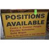 Image 1 : The Fireplace Restaurant - Positions Available Sign