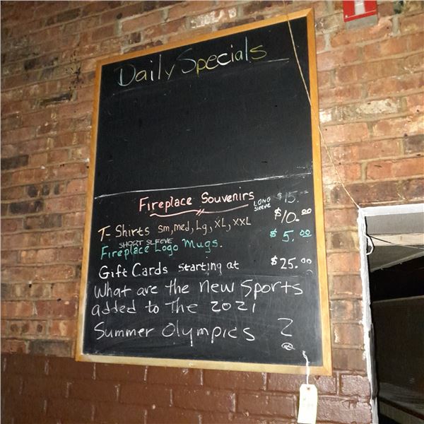 The Fireplace Restaurant - Daily Specials And Souvenirs Large Chalkboard