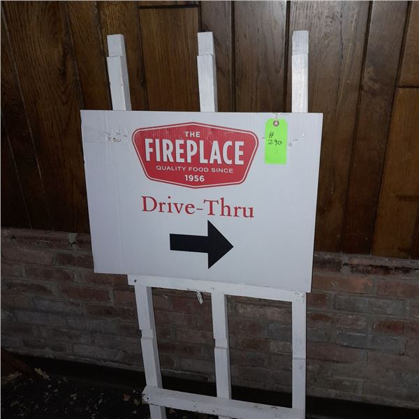 The Fireplace Restaurant - Drive-Thru Sign On Board