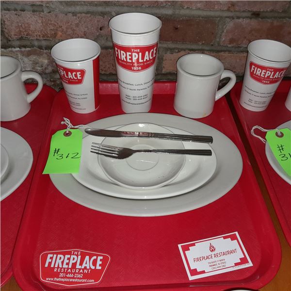 Original The Fireplace Restaurant - Place Seating W/ Tray, 2 Cups, 4 China Pieces, 2 Flatware, 1 Mag