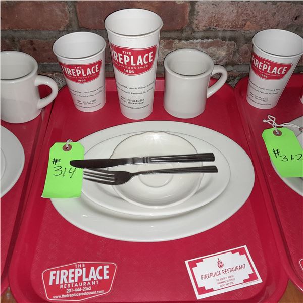 Original The Fireplace Restaurant - Place Seating W/ Tray, 2 Cups, 4 China Pieces, 2 Flatware, 1 Mag