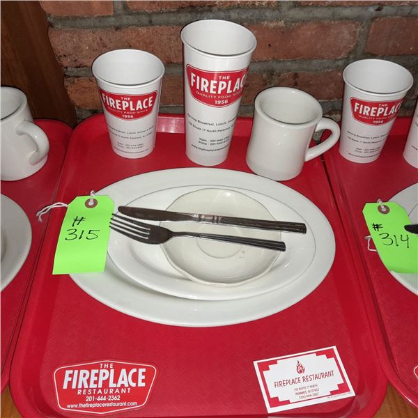 Original The Fireplace Restaurant - Place Seating W/ Tray, 2 Cups, 4 China Pieces, 2 Flatware, 1 Mag