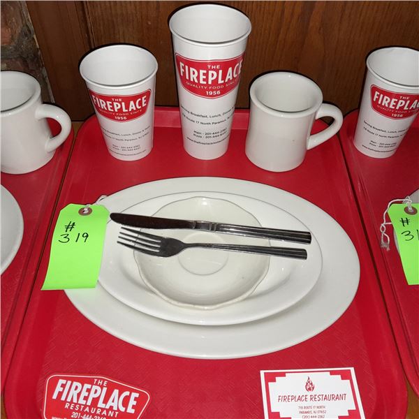 Original The Fireplace Restaurant - Place Seating W/ Tray, 2 Cups, 4 China Pieces, 2 Flatware, 1 Mag