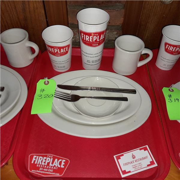 Original The Fireplace Restaurant - Place Seating W/ Tray, 2 Cups, 4 China Pieces, 2 Flatware, 1 Mag