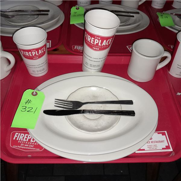 Original The Fireplace Restaurant - Place Seating W/ Tray, 2 Cups, 4 China Pieces, 2 Flatware, 1 Mag