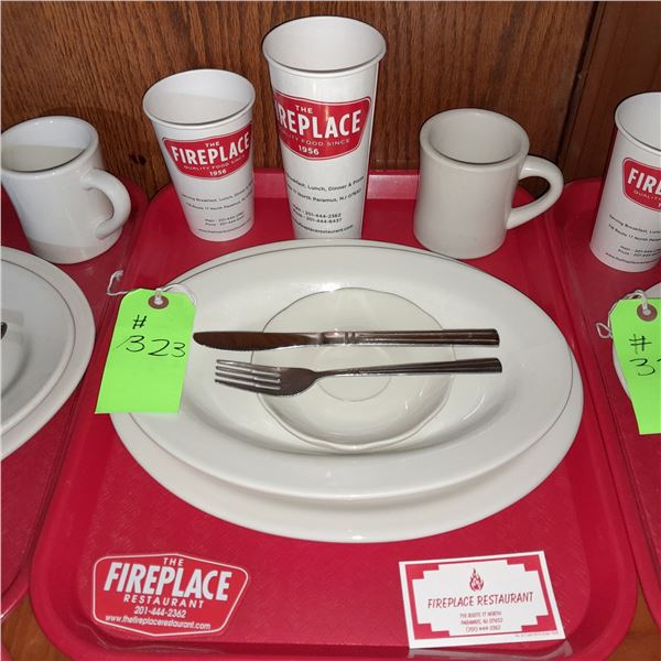 Original The Fireplace Restaurant - Place Seating W/ Tray, 2 Cups, 4 China Pieces, 2 Flatware, 1 Mag