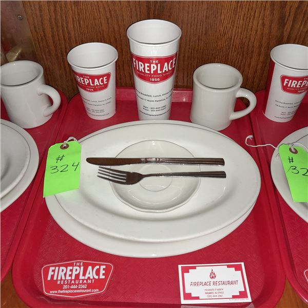 Original The Fireplace Restaurant - Place Seating W/ Tray, 2 Cups, 4 China Pieces, 2 Flatware, 1 Mag