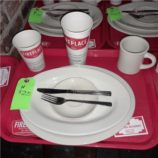 Original The Fireplace Restaurant - Place Seating W/ Tray, 2 Cups, 4 China Pieces, 2 Flatware, 1 Mag