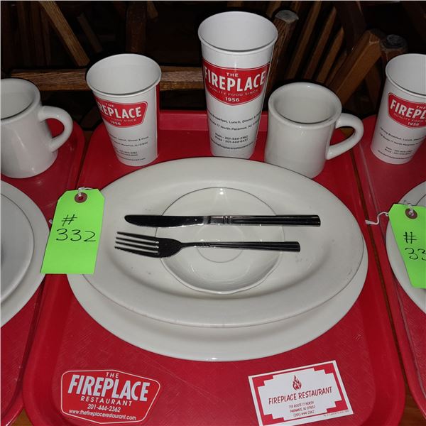 Original The Fireplace Restaurant - Place Seating W/ Tray, 2 Cups, 4 China Pieces, 2 Flatware, 1 Mag