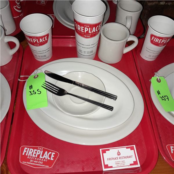 Original The Fireplace Restaurant - Place Seating W/ Tray, 2 Cups, 4 China Pieces, 2 Flatware, 1 Mag