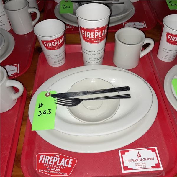 Original The Fireplace Restaurant - Place Seating W/ Tray, 2 Cups, 4 China Pieces, 2 Flatware, 1 Mag