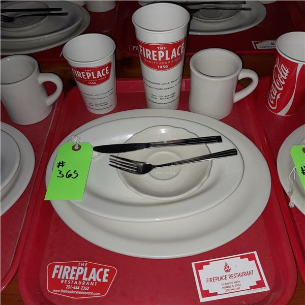 Original The Fireplace Restaurant - Place Seating W/ Tray, 2 Cups, 4 China Pieces, 2 Flatware, 1 Mag