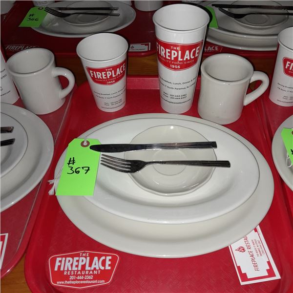 Original The Fireplace Restaurant - Place Seating W/ Tray, 2 Cups, 4 China Pieces, 2 Flatware, 1 Mag