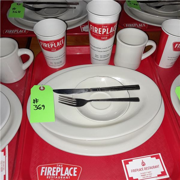 Original The Fireplace Restaurant - Place Seating W/ Tray, 2 Cups, 4 China Pieces, 2 Flatware, 1 Mag