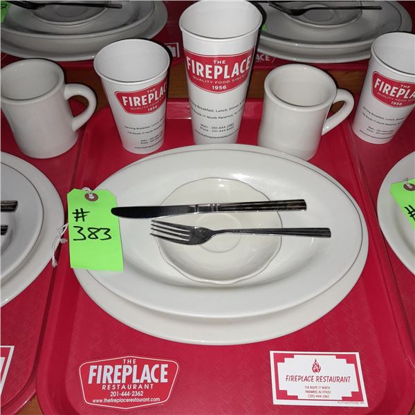 Original The Fireplace Restaurant - Place Seating W/ Tray, 2 Cups, 4 China Pieces, 2 Flatware, 1 Mag