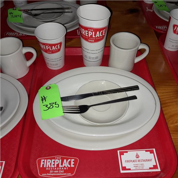 Original The Fireplace Restaurant - Place Seating W/ Tray, 2 Cups, 4 China Pieces, 2 Flatware, 1 Mag