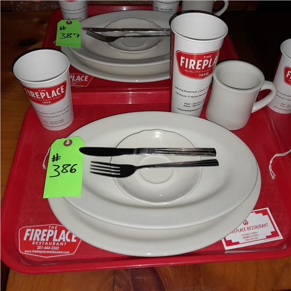 Original The Fireplace Restaurant - Place Seating W/ Tray, 2 Cups, 4 China Pieces, 2 Flatware, 1 Mag