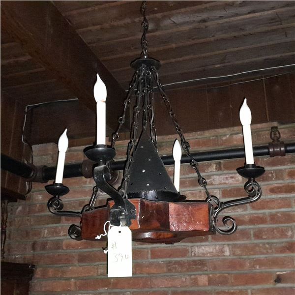 The Fireplace Restaurant - STUNNING Black Cast Iron Ornate Chandelier With Chunky Wood Beams