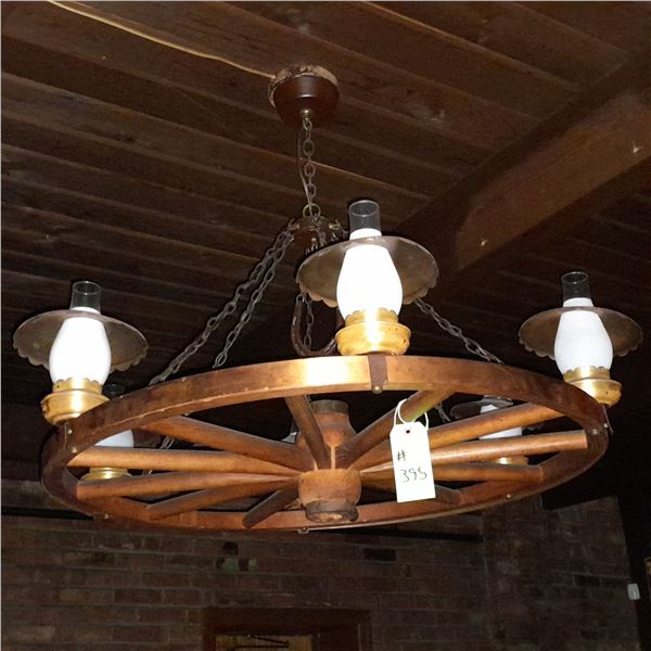 Original The Fireplace Restaurant - 6 Globe Wagon Wheel Chandelier