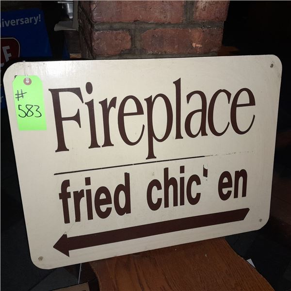 Original The Fireplace Restaurant - SUPER RARE Fired Chicken Handmade Wooden Sign