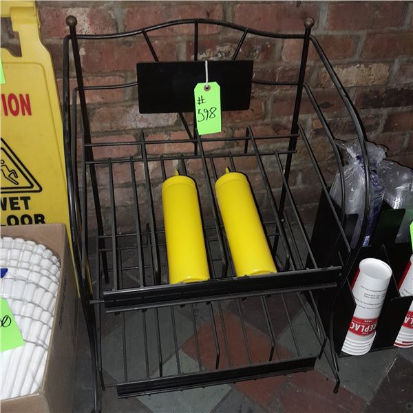 The Fireplace Restaurant - Snack Stand Wire Rack W/ 2 NEW Mustard Containers