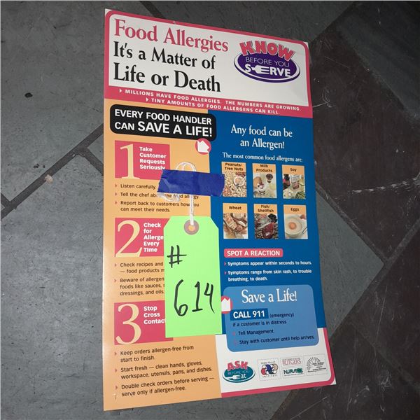 The Fireplace Restaurant - Food Allergy Sign