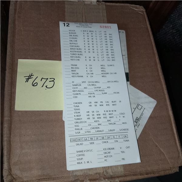 The Fireplace Restaurant - Large Box Of Customer Order Memo Pads